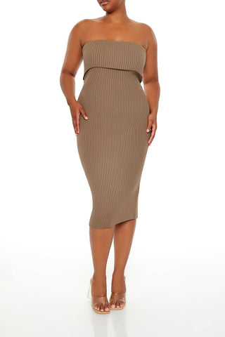 Plus Size Tube Midi Sweater Dress