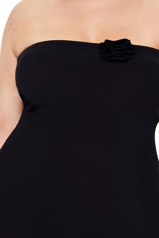 Plus Size Rosette Tube Mini Sweater Dress