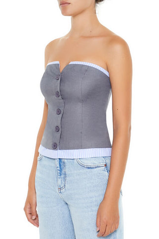 Striped-Trim Tube Top