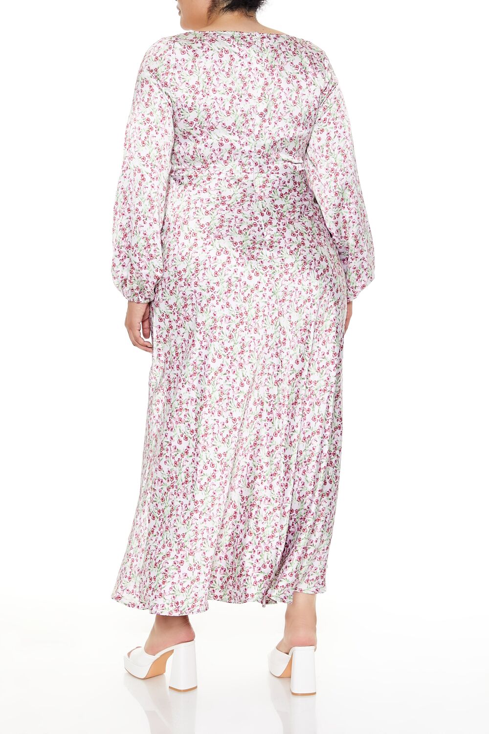  Forever 21 Plus Size Satin Floral Maxi Dress - lavender-multi-swatch - Bonton