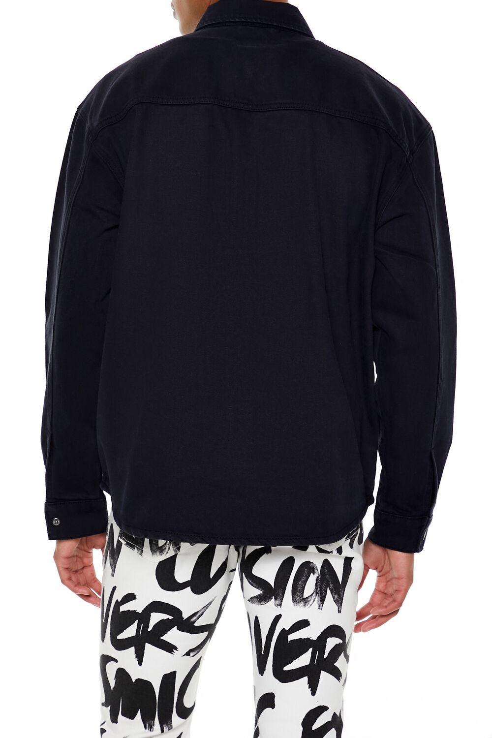  Forever 21 Cotton Curved-Hem Shirt - black - Bonton