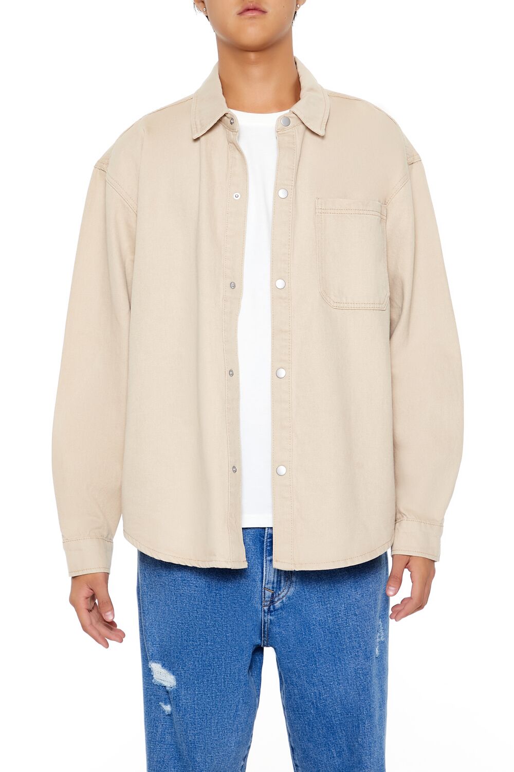  Forever 21 Cotton Curved-Hem Shirt - black - Bonton