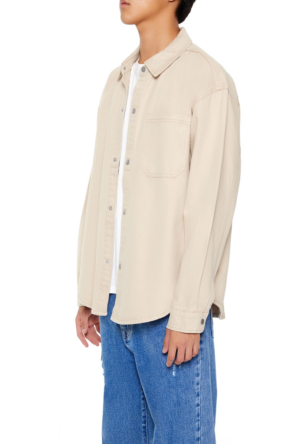  Forever 21 Cotton Curved-Hem Shirt - black - Bonton