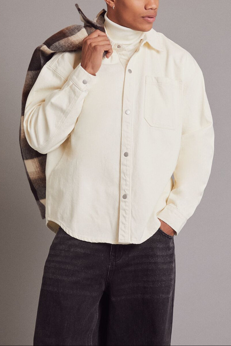  Forever 21 Cotton Curved-Hem Shirt - black - Bonton