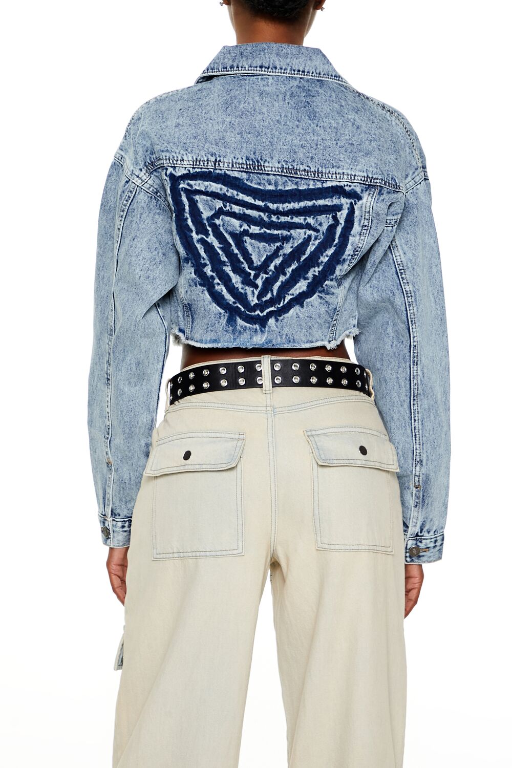 Forever 21 Heart Acid Wash Denim Jacket - light-denim - Bonton