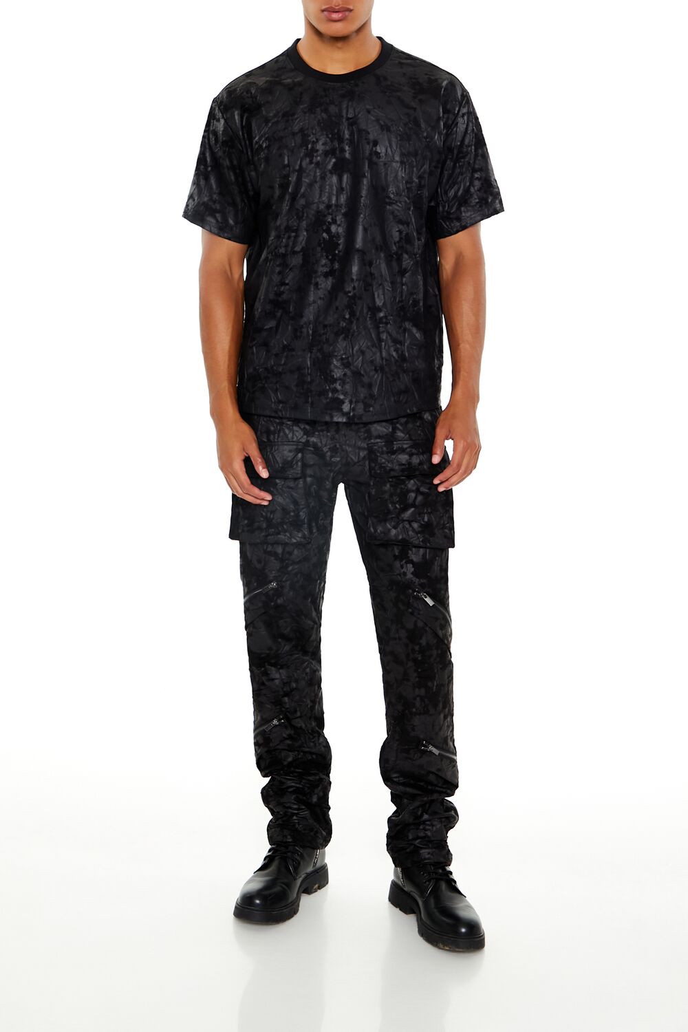  Forever 21 Textured Slim-Fit Mid-Rise Pants - black - Bonton