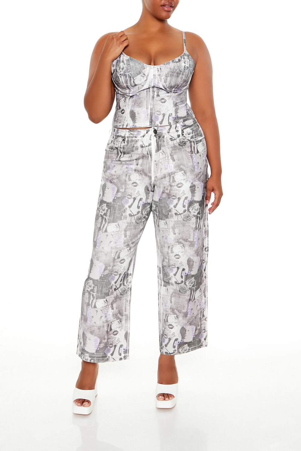 Forever 21 Plus Size Abstract Print Bustier Cami - purple multi - Bonton