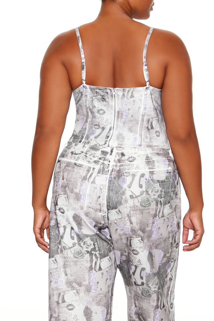  Forever 21 Plus Size Abstract Print Bustier Cami - purple multi - Bonton