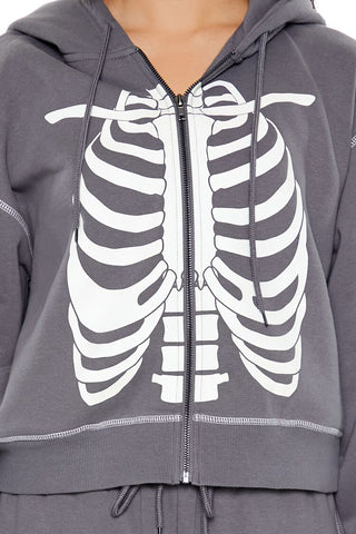 Skeleton Graphic Zip-Up Hoodie