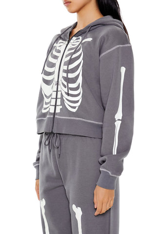 Skeleton Graphic Zip-Up Hoodie
