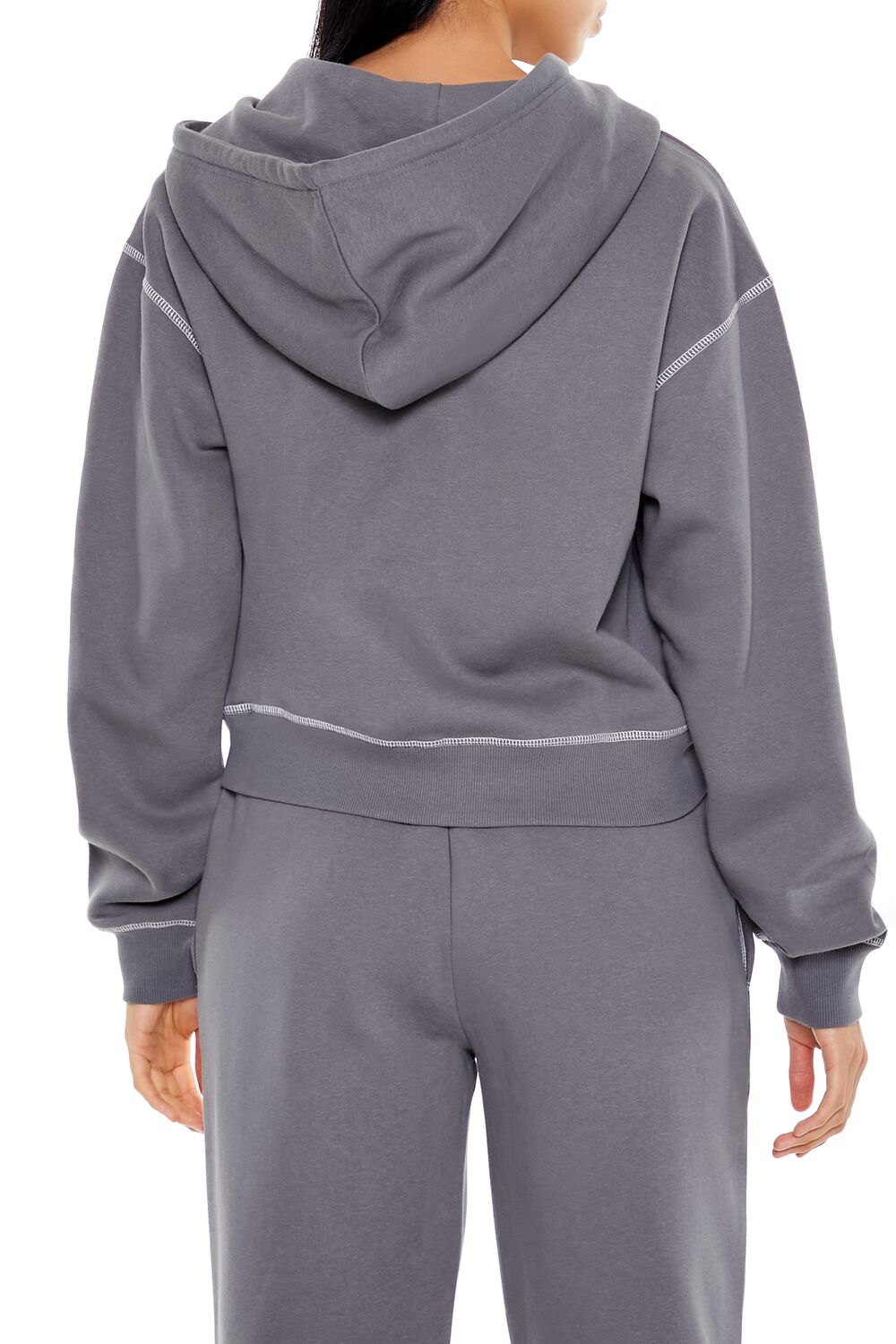  Forever 21 Skeleton Graphic Zip-Up Hoodie - charcoal white - Bonton