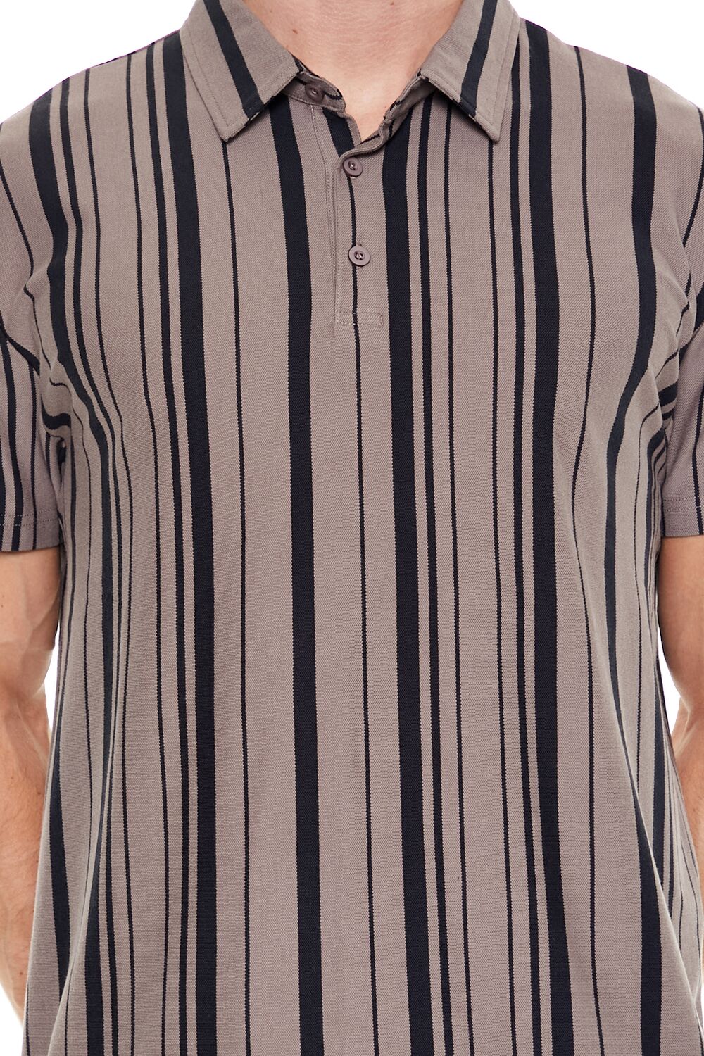  Forever 21 Striped Polo Shirt - deep taupe black - Bonton