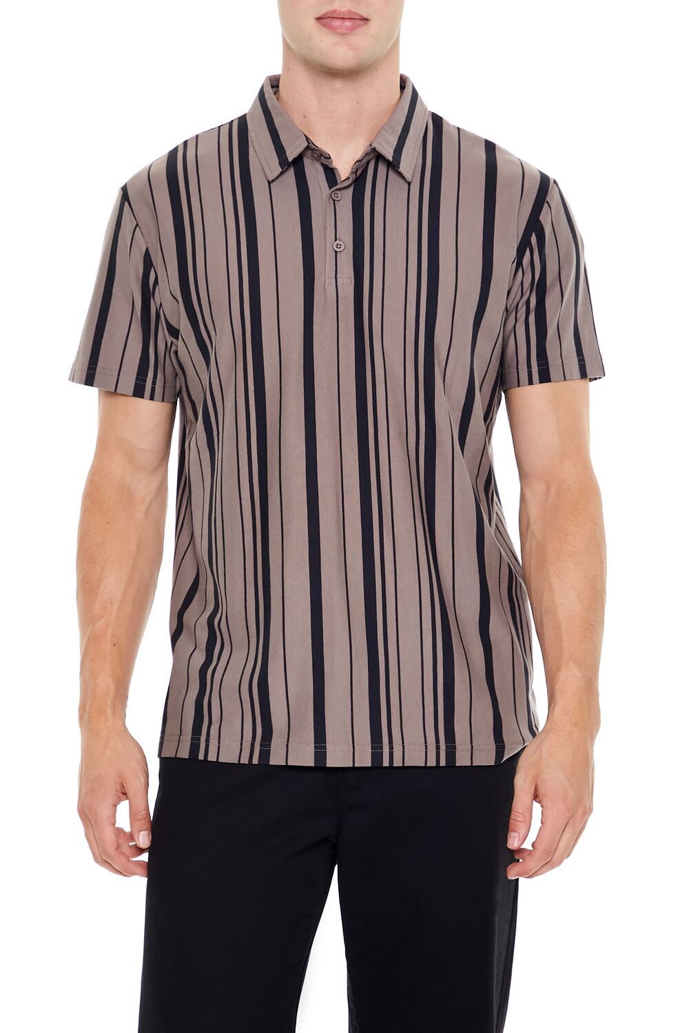 Forever 21 Striped Polo Shirt - deep taupe black - Bonton