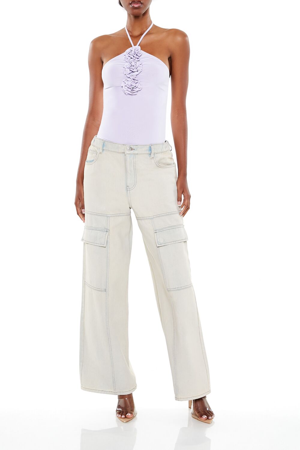  Forever 21 Rosette Halter Bodysuit - black - Bonton