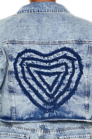Plus Size Heart Mineral Wash Jacket