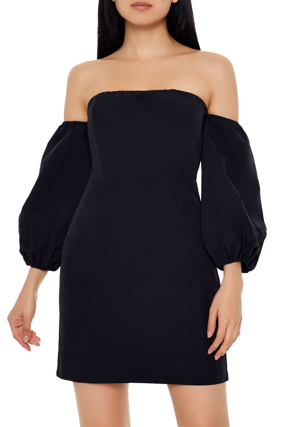 Off-the-Shoulder Mini Dress in Black-swatch | Size: S by Bonton Off-the-Shoulder Mini Dress in Black-swatch | Size: S by Bonton