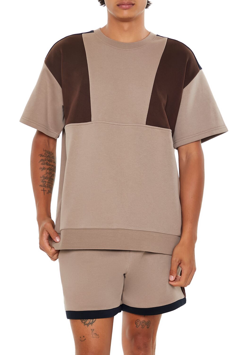  Forever 21 French Terry Colorblock Tee - deep taupe multi - Bonton