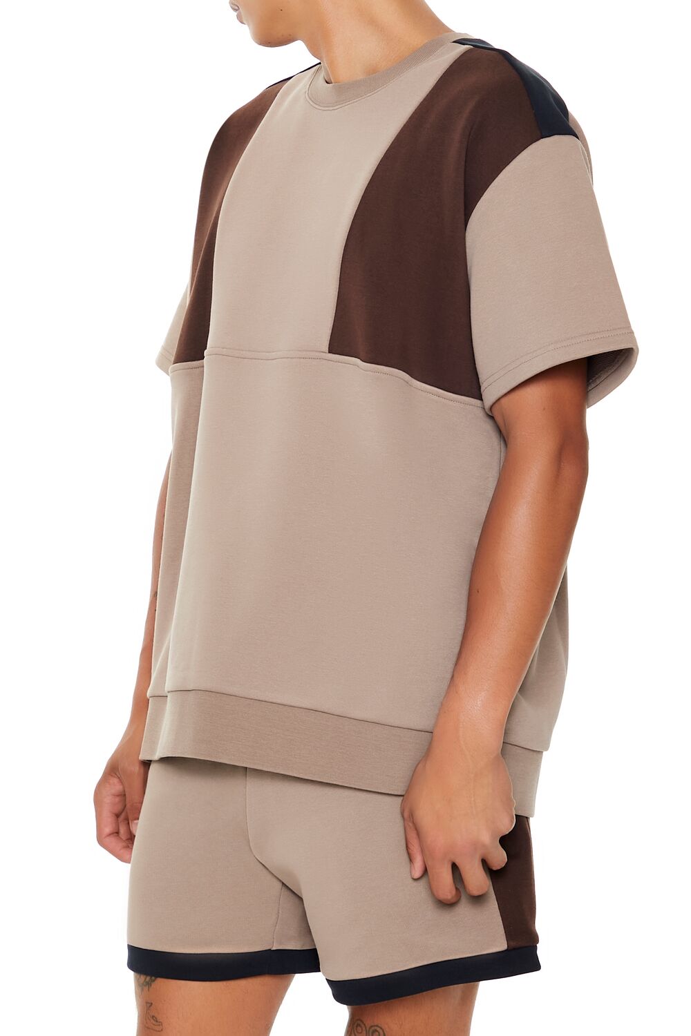 Forever 21 French Terry Colorblock Tee - deep taupe multi - Bonton
