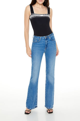 Lace-Trim Bow Bodysuit