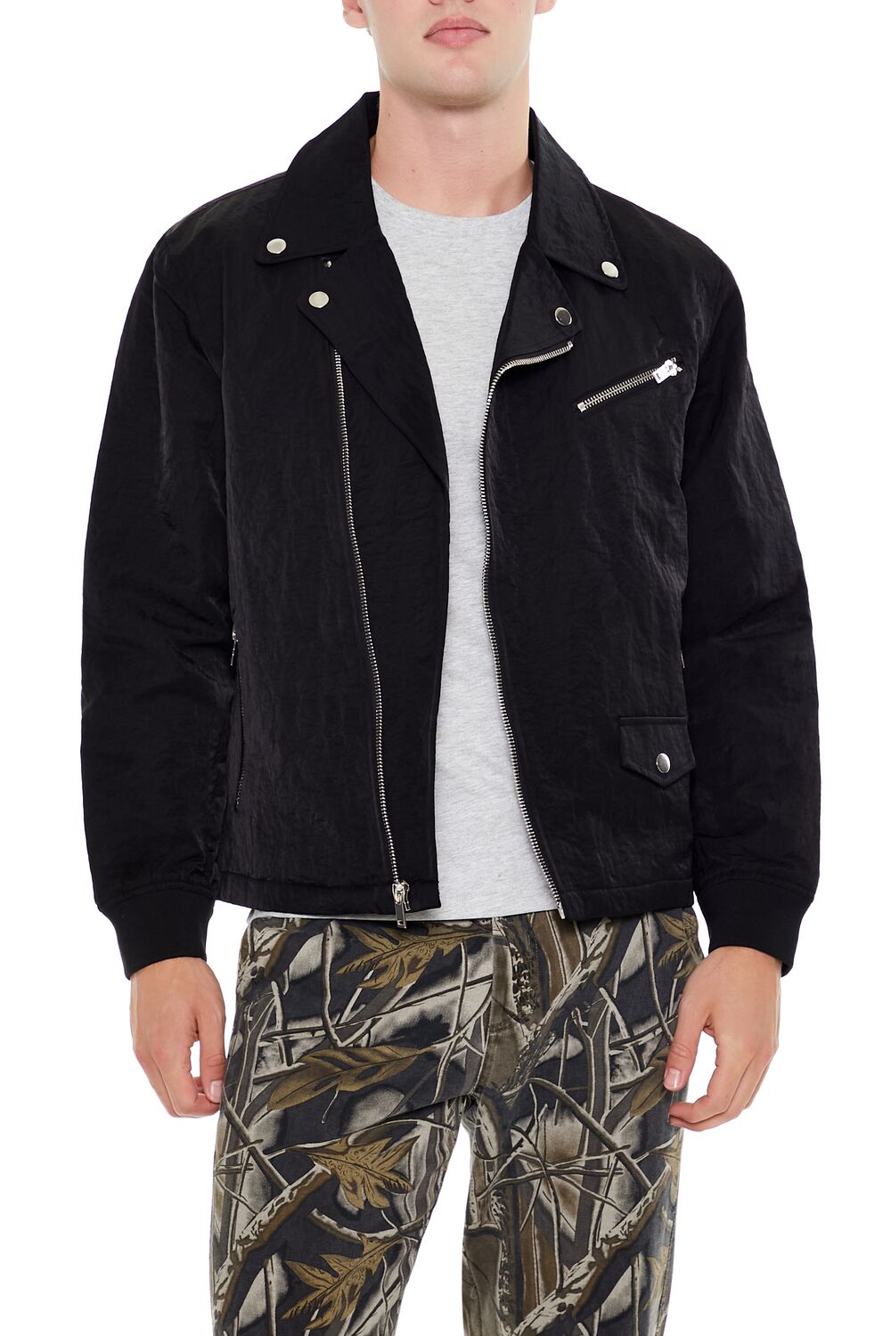  Forever 21 Studded Notched Moto Jacket - black-swatch - Bonton
