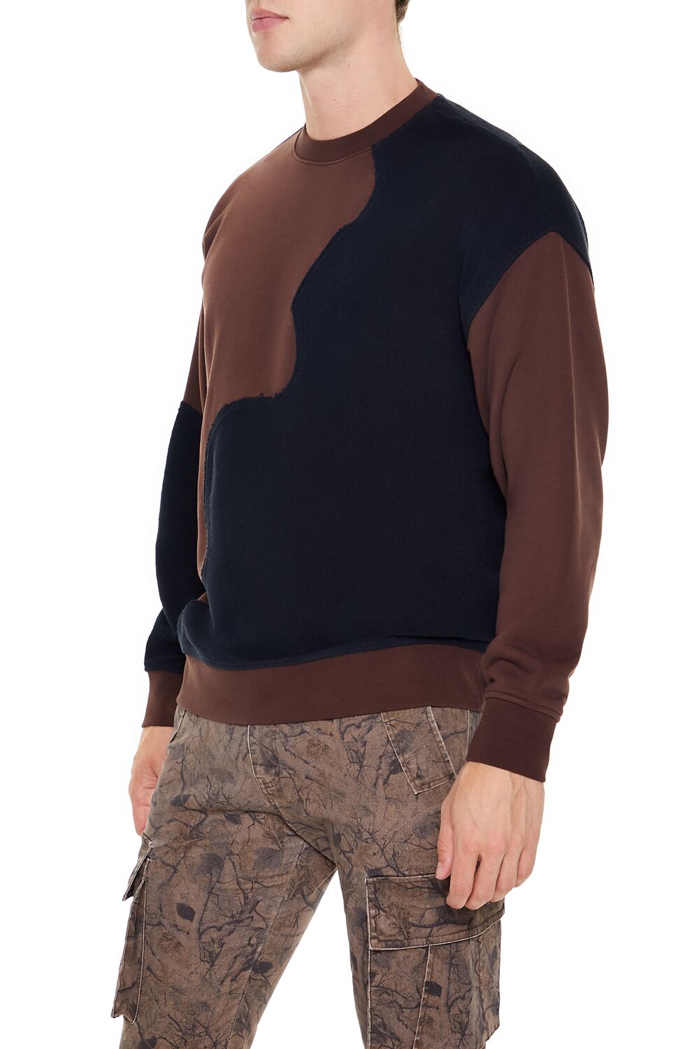  Forever 21 Colorblock Pullover Sweatshirt - dark cocoa black - Bonton