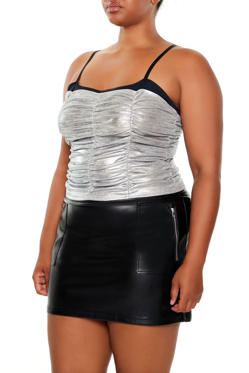  Forever 21 Plus Size Metallic Two-Tone Cami - white multi - Bonton