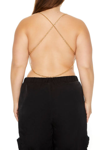 Plus Size Cutout Chain Bodysuit