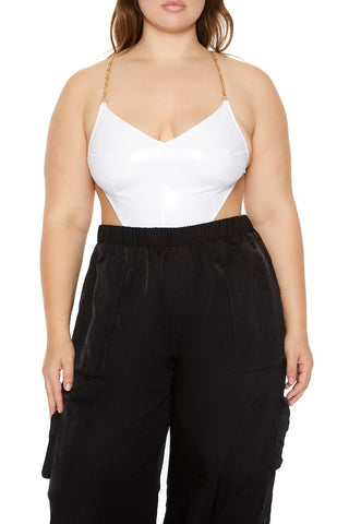 Plus Size Cutout Chain Bodysuit