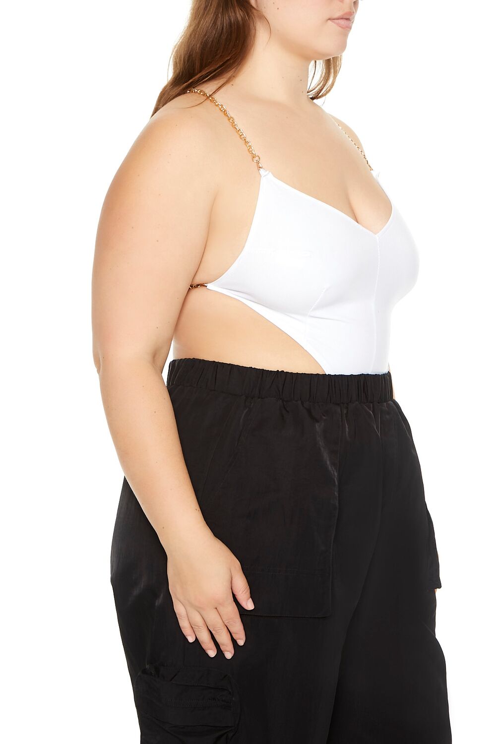  Forever 21 Plus Size Cutout Chain Bodysuit - black - Bonton