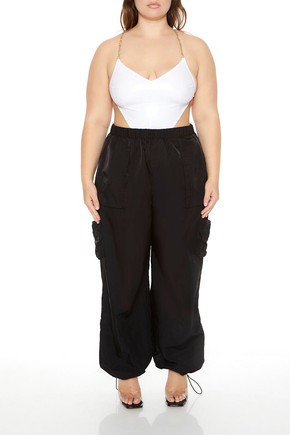  Forever 21 Plus Size Cutout Chain Bodysuit - black - Bonton