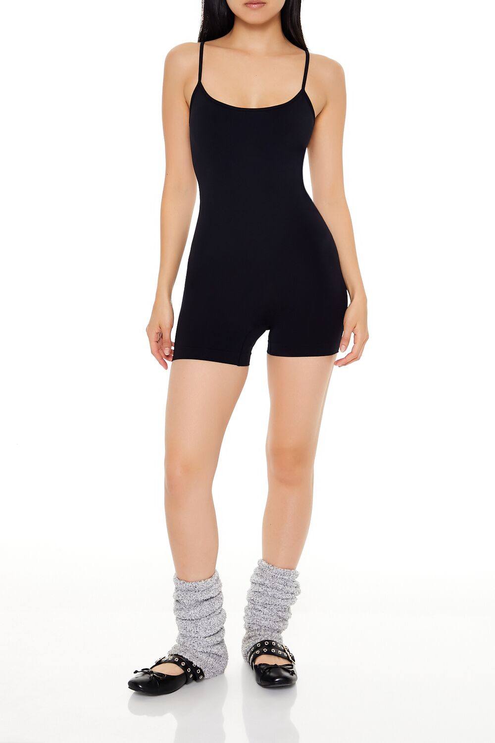  Forever 21 Seamless Fitted Cami Romper - black - Bonton