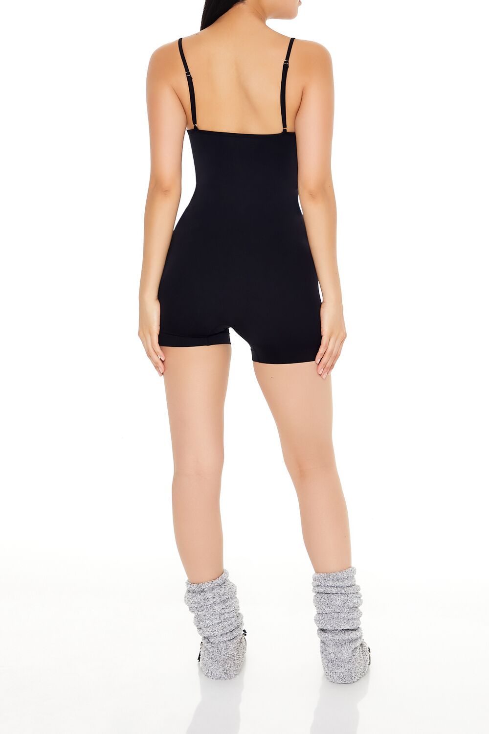  Forever 21 Seamless Fitted Cami Romper - black - Bonton