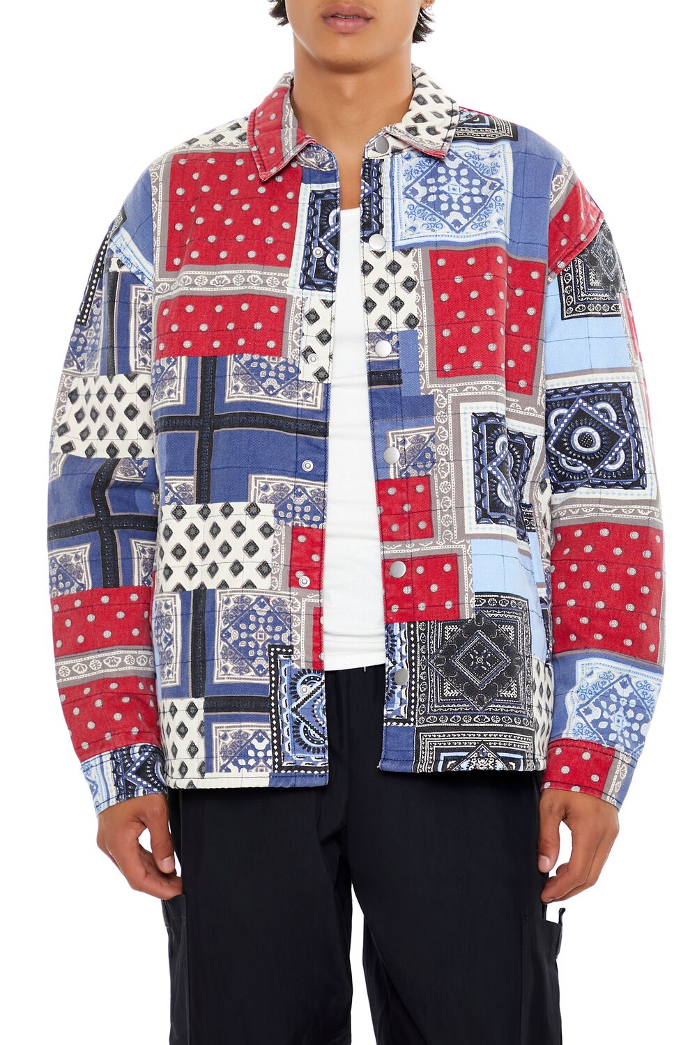  Forever 21 Patchwork Denim Jacket - indigo-multi-swatch - Bonton