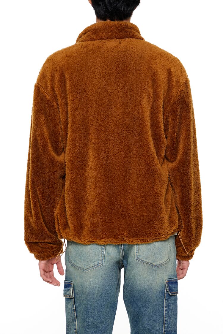  Forever 21 Faux Shearling Zip-Up Shacket - coffee-swatch - Bonton