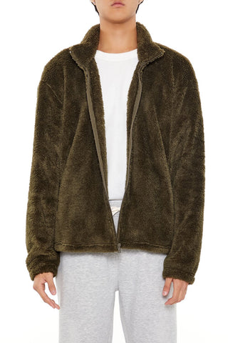 Faux Shearling Zip-Up Shacket