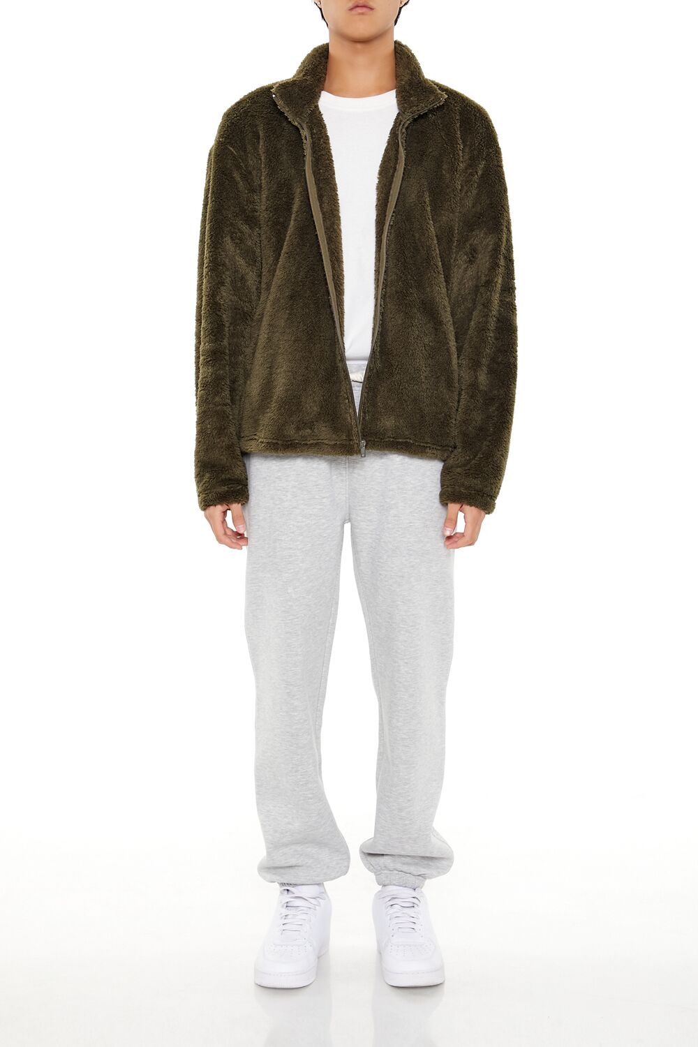  Forever 21 Faux Shearling Zip-Up Shacket - coffee-swatch - Bonton