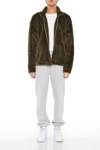 Faux Shearling Zip-Up Shacket