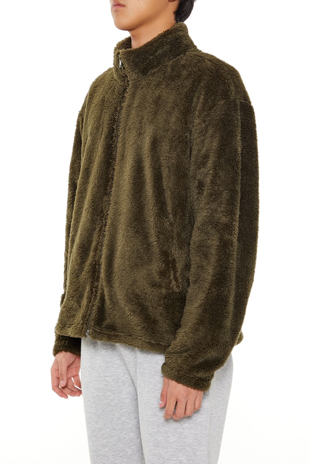  Forever 21 Faux Shearling Zip-Up Shacket - coffee-swatch - Bonton