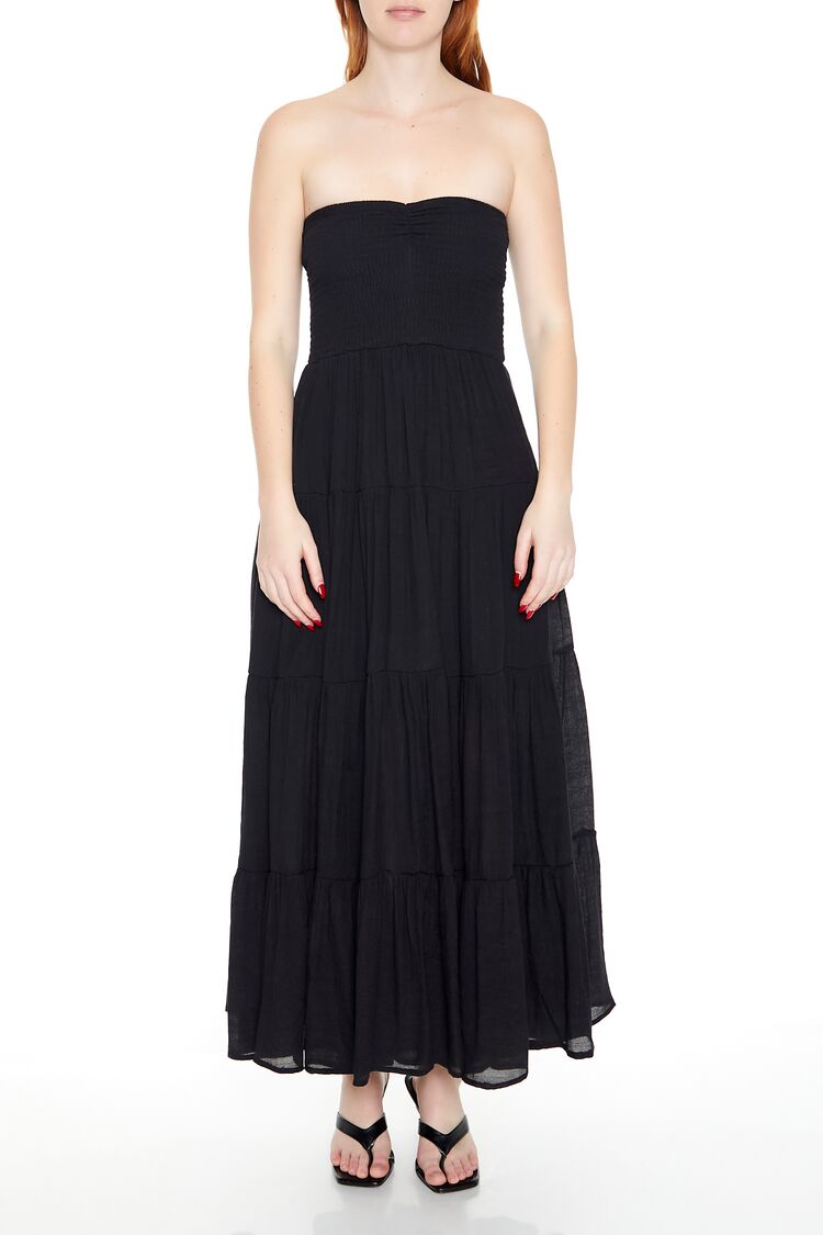 Forever 21 Tiered Strapless Maxi Dress - coral-swatch - Bonton