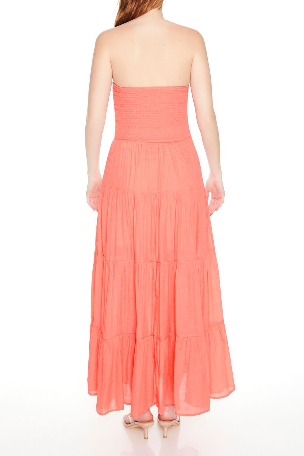  Forever 21 Tiered Strapless Maxi Dress - coral-swatch - Bonton