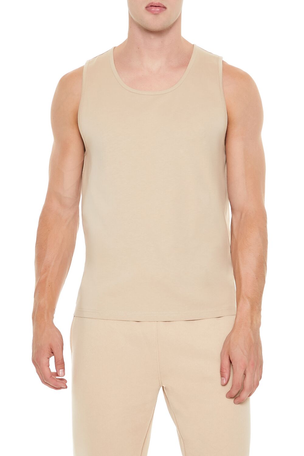  Forever 21 Basic Cotton Scoop Tank Top - taupe - Bonton