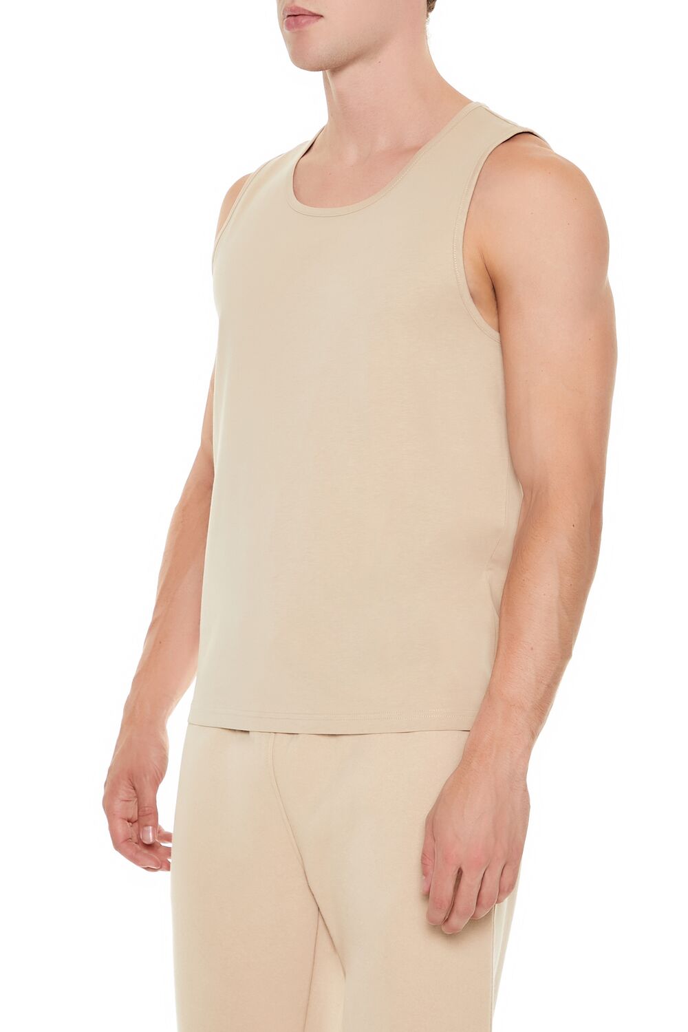  Forever 21 Basic Cotton Scoop Tank Top - taupe - Bonton