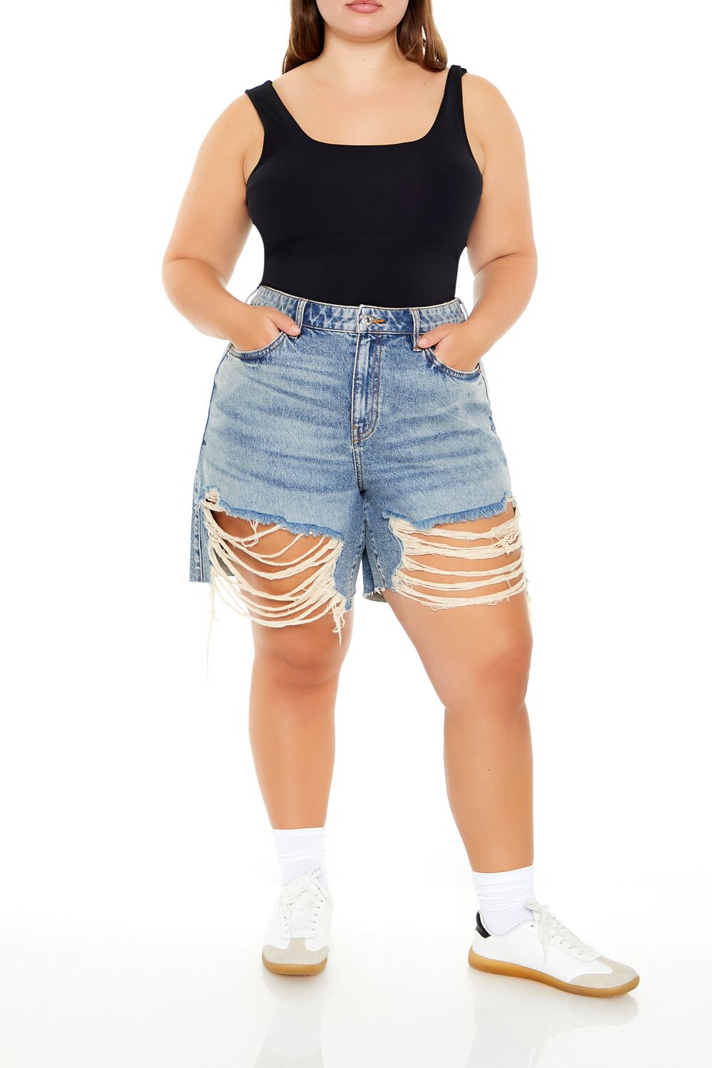  Forever 21 Plus Size Square-Neck Thong Bodysuit - black - Bonton