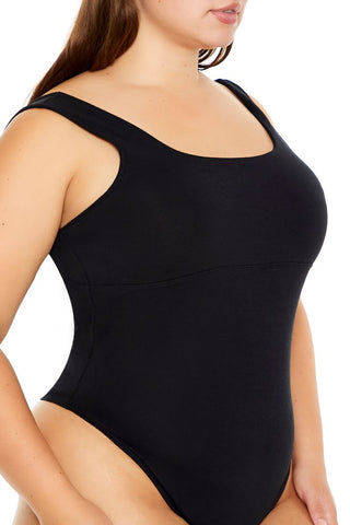 Plus Size Square-Neck Thong Bodysuit