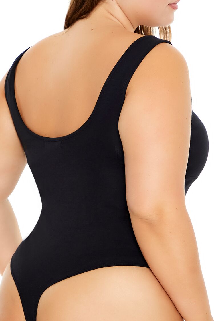  Forever 21 Plus Size Square-Neck Thong Bodysuit - black - Bonton