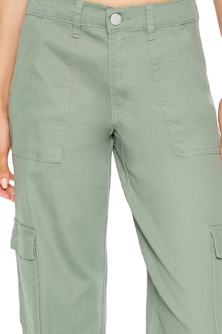  Forever 21 Twill Low-Rise Cargo Pants - cream - Bonton