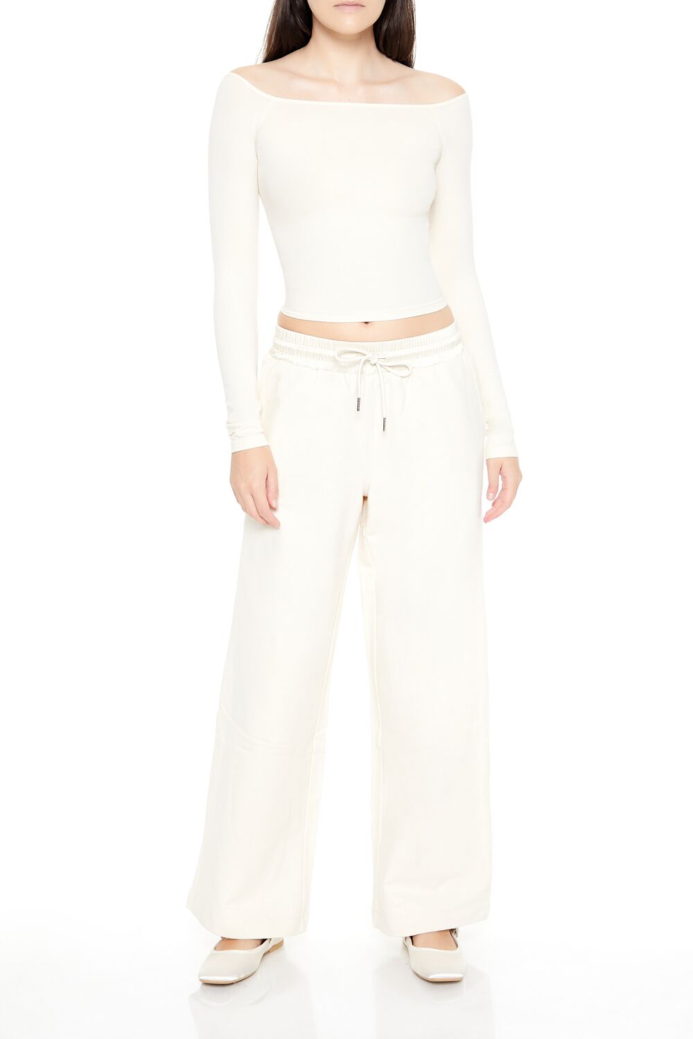  Forever 21 Satin Mid-Rise Wide-Leg Pants - cream - Bonton