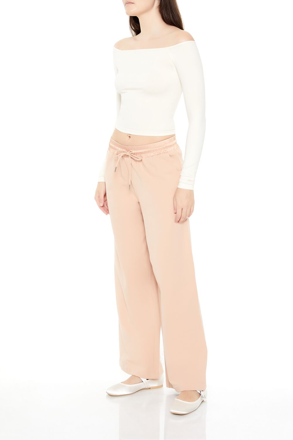  Forever 21 Satin Mid-Rise Wide-Leg Pants - cream - Bonton
