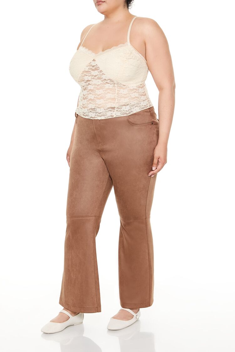  Forever 21 Plus Size Faux Suede Flare Pants - camel - Bonton