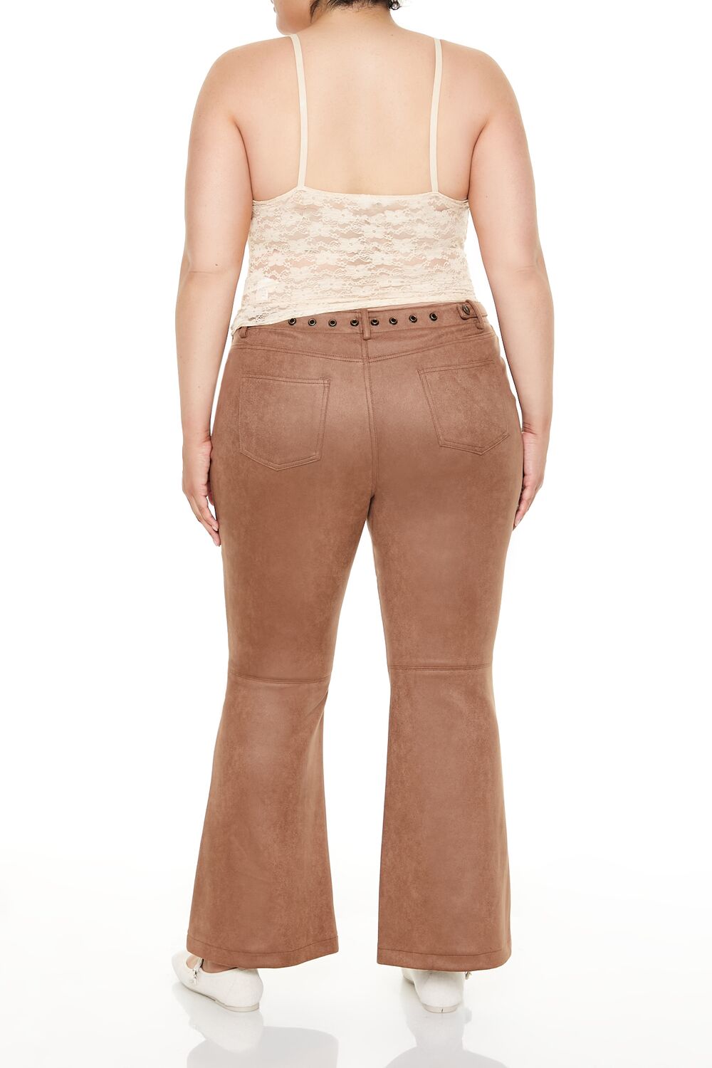  Forever 21 Plus Size Faux Suede Flare Pants - camel - Bonton